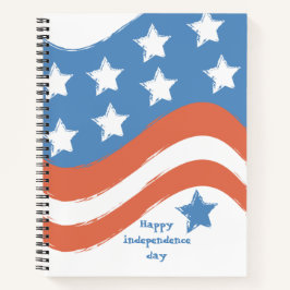 Modern Red Blue Happy Independence Day Patriotic Notizbuch