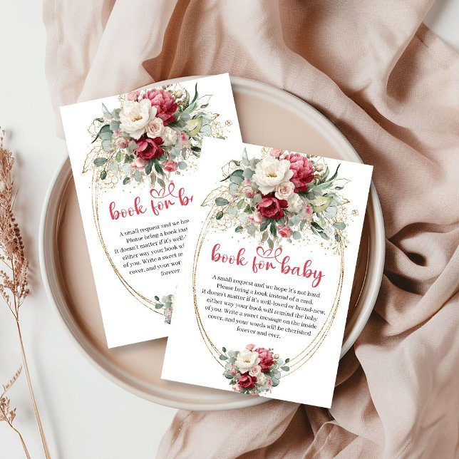 Modern Red Blush Greenery Book Request Card Begleitkarte (Modern Red Blush Greenery Book Request Card)