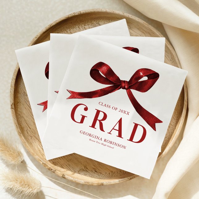 Modern Red Bow Graduation Party Serviette (Von Creator hochgeladen)