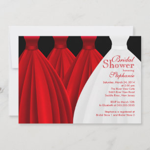 Modern Red Bridesmaiers Bride Dress Brautparty Einladung