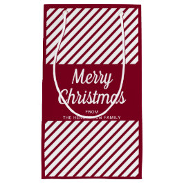 Modern Red Burgundy Stripes Christmas Kleine Geschenktüte