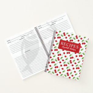 Modern Red Cherry Muster Kochbuch Rezept Notizbuch