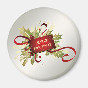 Modern Red Christmas Holiday Magnet