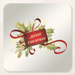Modern Red Christmas Holiday Paper Untersetzer