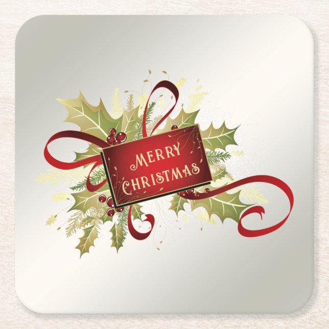 Modern Red Christmas Holiday Paper Untersetzer (Vorderseite)