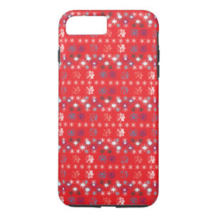 Modern Red Christmas Holiday Snowflake Muster Case-Mate iPhone Hülle