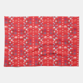 Modern Red Christmas Holiday Snowflake Muster Handtuch