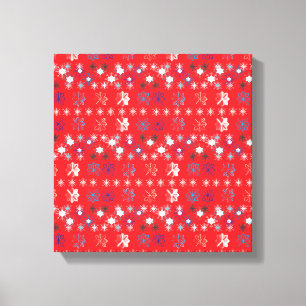 Modern Red Christmas Holiday Snowflake Muster Leinwanddruck