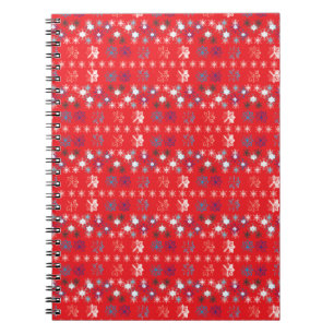 Modern Red Christmas Holiday Snowflake Muster Notizblock