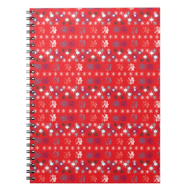 Modern Red Christmas Holiday Snowflake Muster Notizblock (Vorderseite)