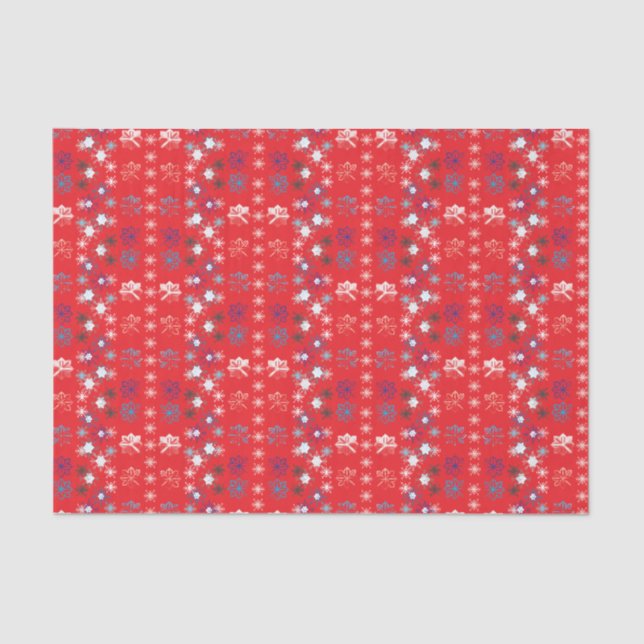 Modern Red Christmas Holiday Snowflake Muster Seidenpapier (Vorderseite)