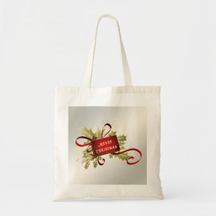 Modern Red Christmas Holiday Toag Tragetasche