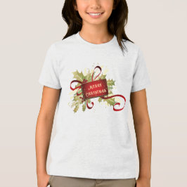 Modern Red Christmas Holiday Tri-Blend Shirt