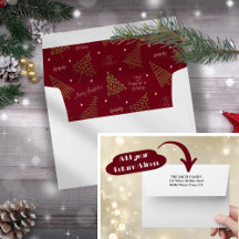 Modern Red Christmas Tree Inlay & Rücksendeadresse