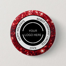 Modern Red Company Logo and Name Christmas Button