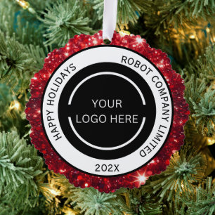 Modern Red Company Logo und Name Ornament Karte