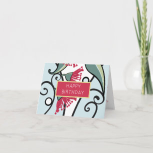 Modern Red Eucalyptus Floral Design Geschenkkarte Dankeskarte