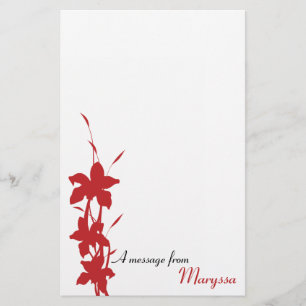 Modern Red Floral Note Plage Briefpapier