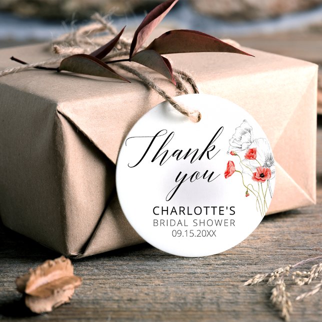 Modern Red Flowers Bridal Shower Geschenkanhänger (Von Creator hochgeladen)