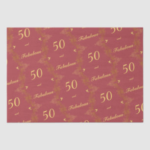 Modern Red Gold 50 Fantastischer Geburtstag Seidenpapier
