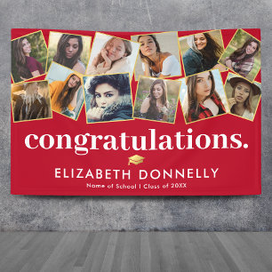 Modern Red Gold Abschluss Foto Collage Banner