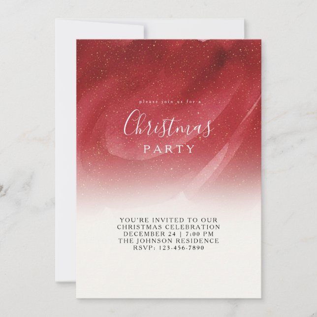 Modern Red & Gold Abstract Christmas Card – Person Einladung (Vorderseite)