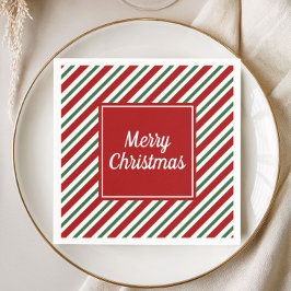 Modern Red Green Frohe Weihnachten Serviette