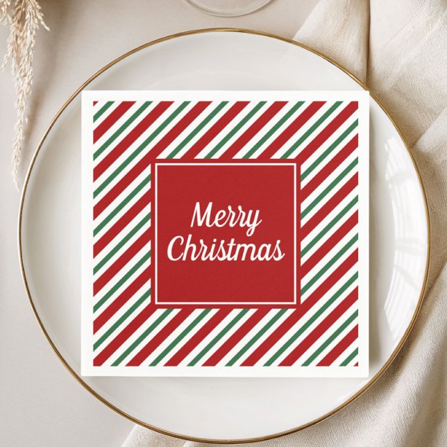 Modern Red Green Frohe Weihnachten Serviette (Modern Red Green Merry Christmas Napkins)