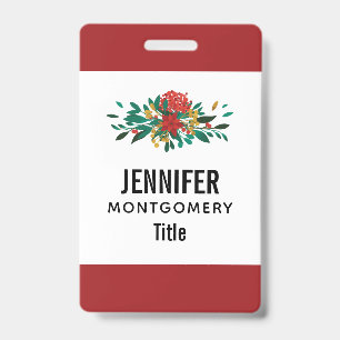 Modern Red Green & Gold Christmas Floral Ausweis