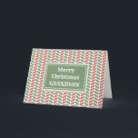 Modern Red Green Grandson Frohe Weihnachten Karte<br><div class="desc">Frohe Weihnachten für Enkelkarte mit rotem und grünem Herringbone-Muster und nachdenklichem Vers.</div>