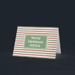 Modern Red Green Sister Frohe Weihnachten Karte<br><div class="desc">Frohe Weihnachten für Schwesterkarte mit roten und grünen Streifen Muster und nachdenklichen Vers.</div>
