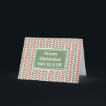 Modern Red Green Son in Law Frohe Weihnachten Karte<br><div class="desc">Frohe Weihnachten für Sohn in der Rechtskarte mit rotem und grünem Herringbone-Muster und nachdenklichen Vers.</div>