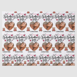 Modern Red Happy Valentines Day one Heart Photo Seidenpapier