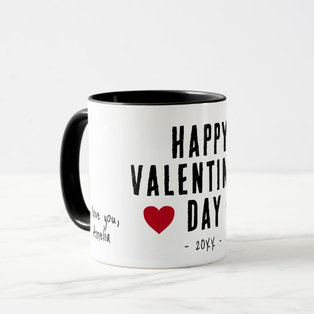 Modern Red Hearts Happy Valentine's Day Boyfriend Tasse (Vorderseite Links)