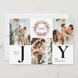 Modern Red Holly Berries 3 Foto Freude Weihnachten