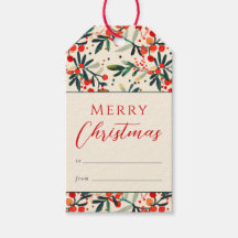 Modern Red Holly Berries Frohe Weihnachten