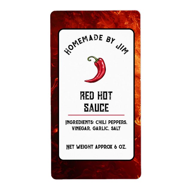 Modern Red Hot Chili Sauce Pepper Label (Von Creator hochgeladen)