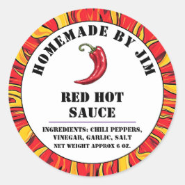 Modern Red Hot Chili Sauce Pepper Label Runder Aufkleber