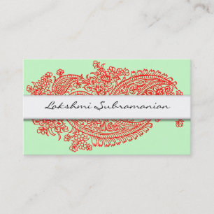 Modern Red India Paisley Business Cards Visitenkarte