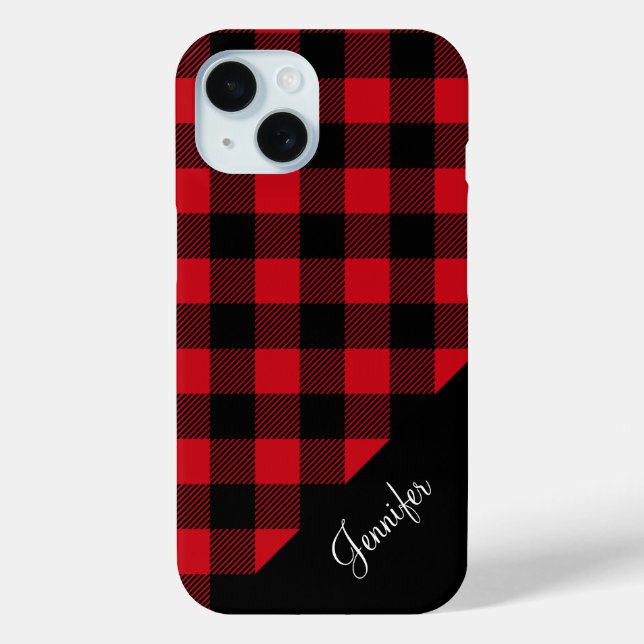 Modern Red Kariert Karo Pattername Case-Mate iPhone Hülle (Rückseite)