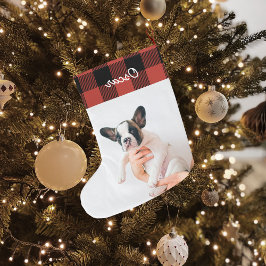 Modern Red Kariert & Name Grosses Weihnachtsfest S Großer Weihnachtsstrumpf