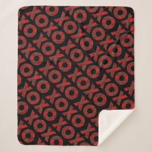 Modern Red Kariert XOXO Weihnachten Sherpadecke