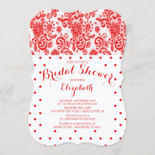 Modern Red Lace Bridal Dusche Einladung
