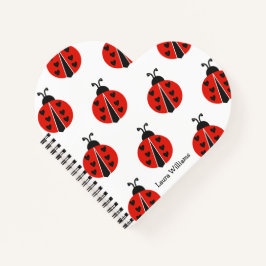 Modern Red Ladybug Personalisiert Notizbuch
