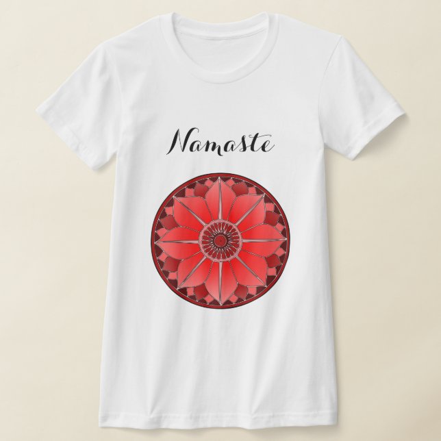 Modern Red Mandala Namaste T-Shirt (Ablage )