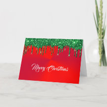 Modern Red Metal Green Glitzer Tropfen Weihnachten