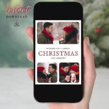 Modern Red Minimal 6 Foto Collage Weihnachten