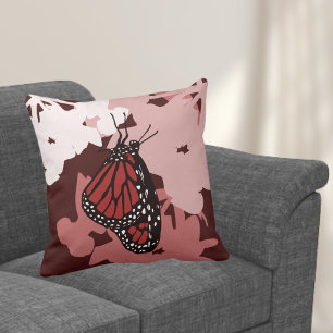 Modern Red Monarch Butterfly Kissen