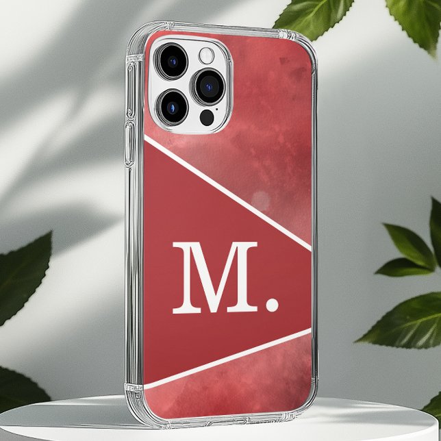 Modern Red Monogram Case-Mate iPhone Hülle (Von Creator hochgeladen)