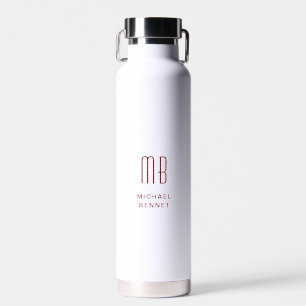 Modern Red Monogram Trinkflasche